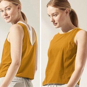 Athleta Terra Crop Tank Top Womens XL Tan Semi-Fitted Wicking Stretch Breathable